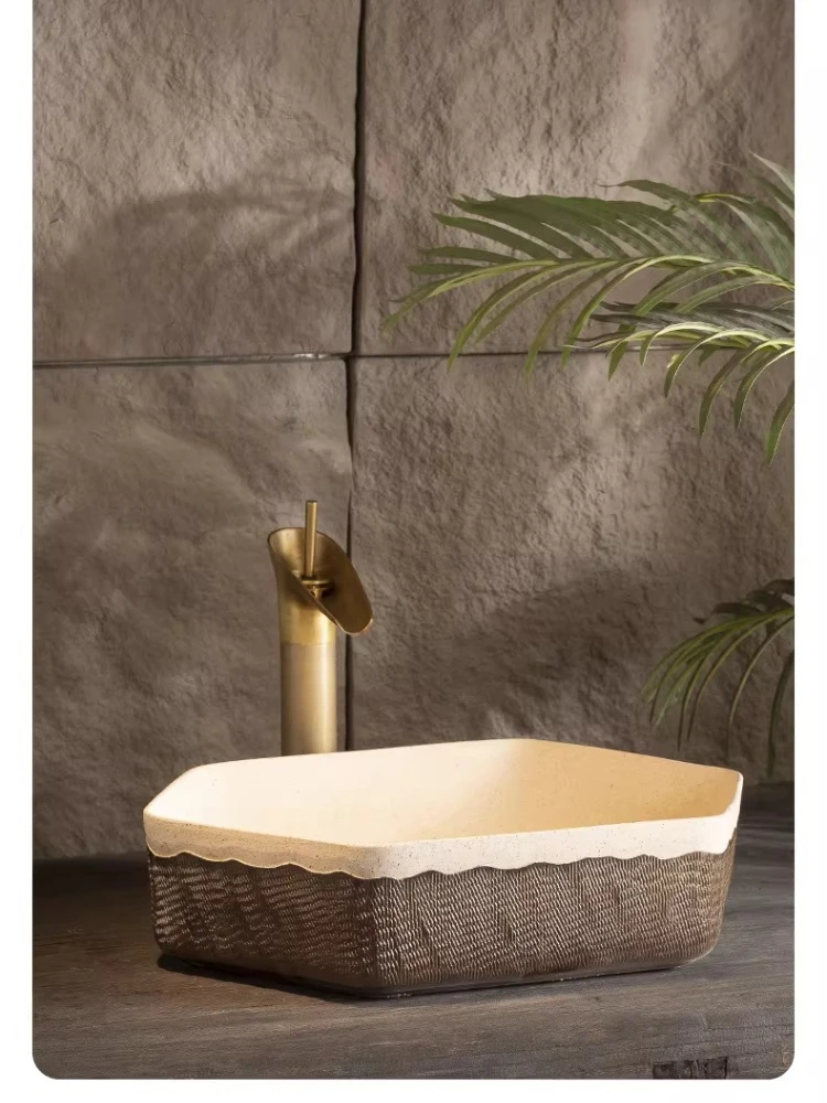 

Керамическая раковина Wabi Sand Wind под камень для ванной комнаты, балкона, улицы