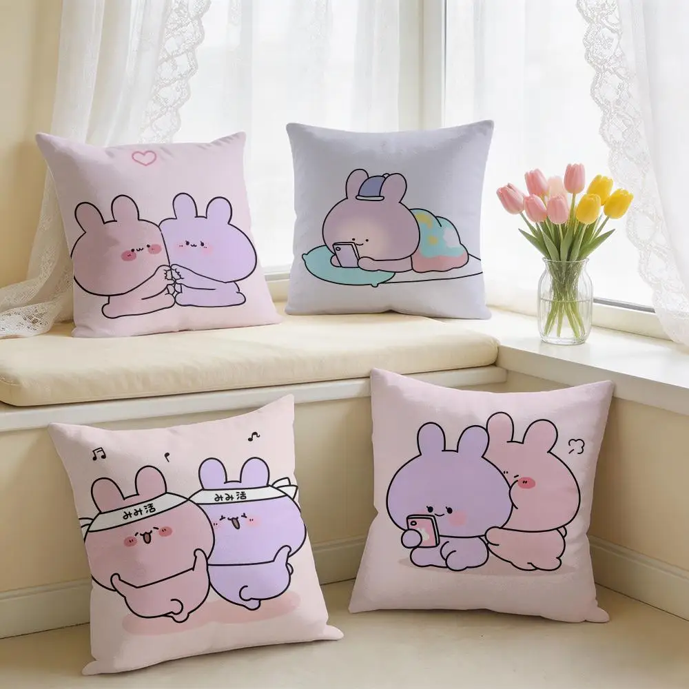 Asamimichaan Asleep Asamimi Cushion Cover Square Short Plush Pillow Case Living Room Sofa Home Decor Funda 40X40