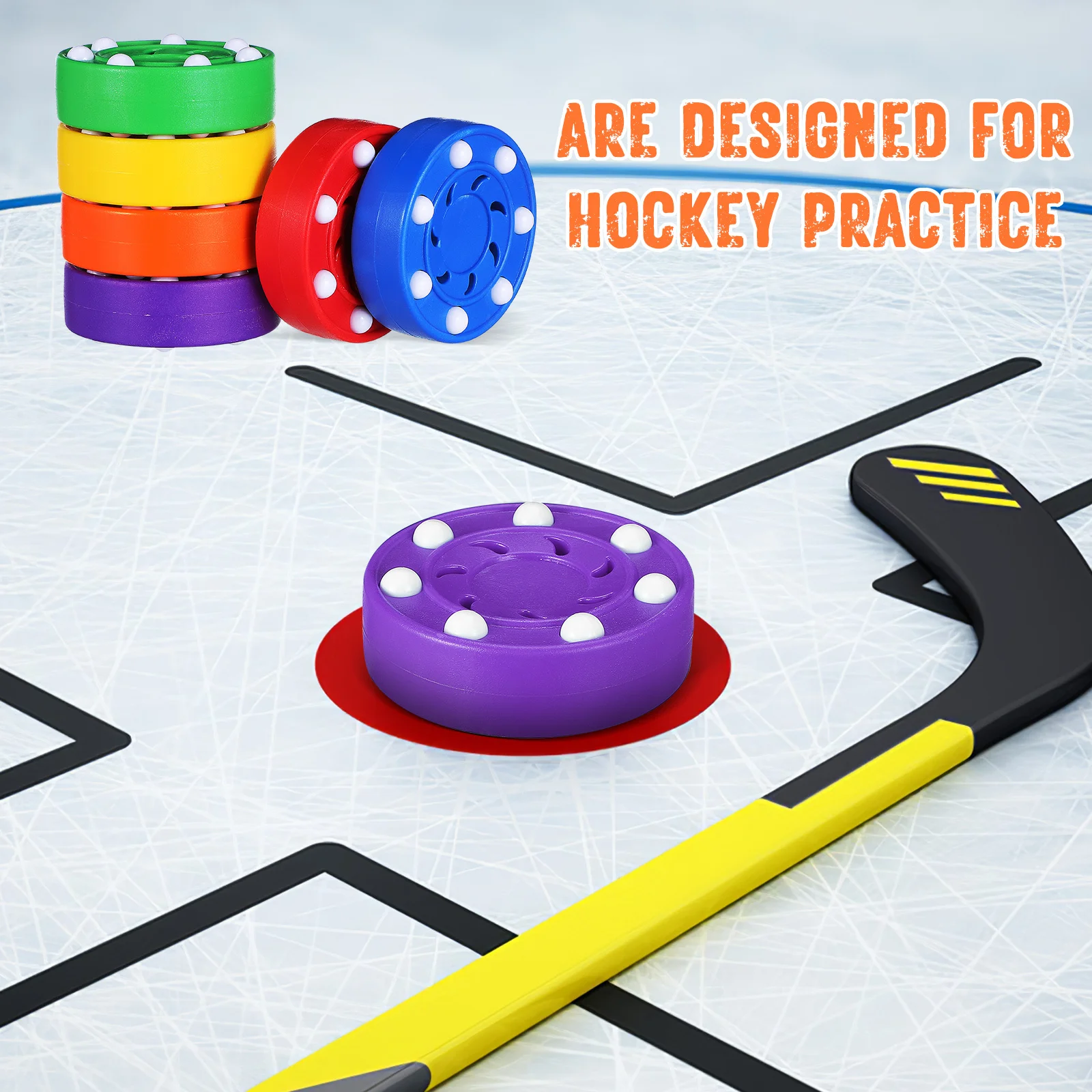 6 pçs conjunto de treinamento de discos de roda de hóquei no gelo ao ar livre indoor prática rolo estável alta visibilidade durável bolas de hóquei para habilidade