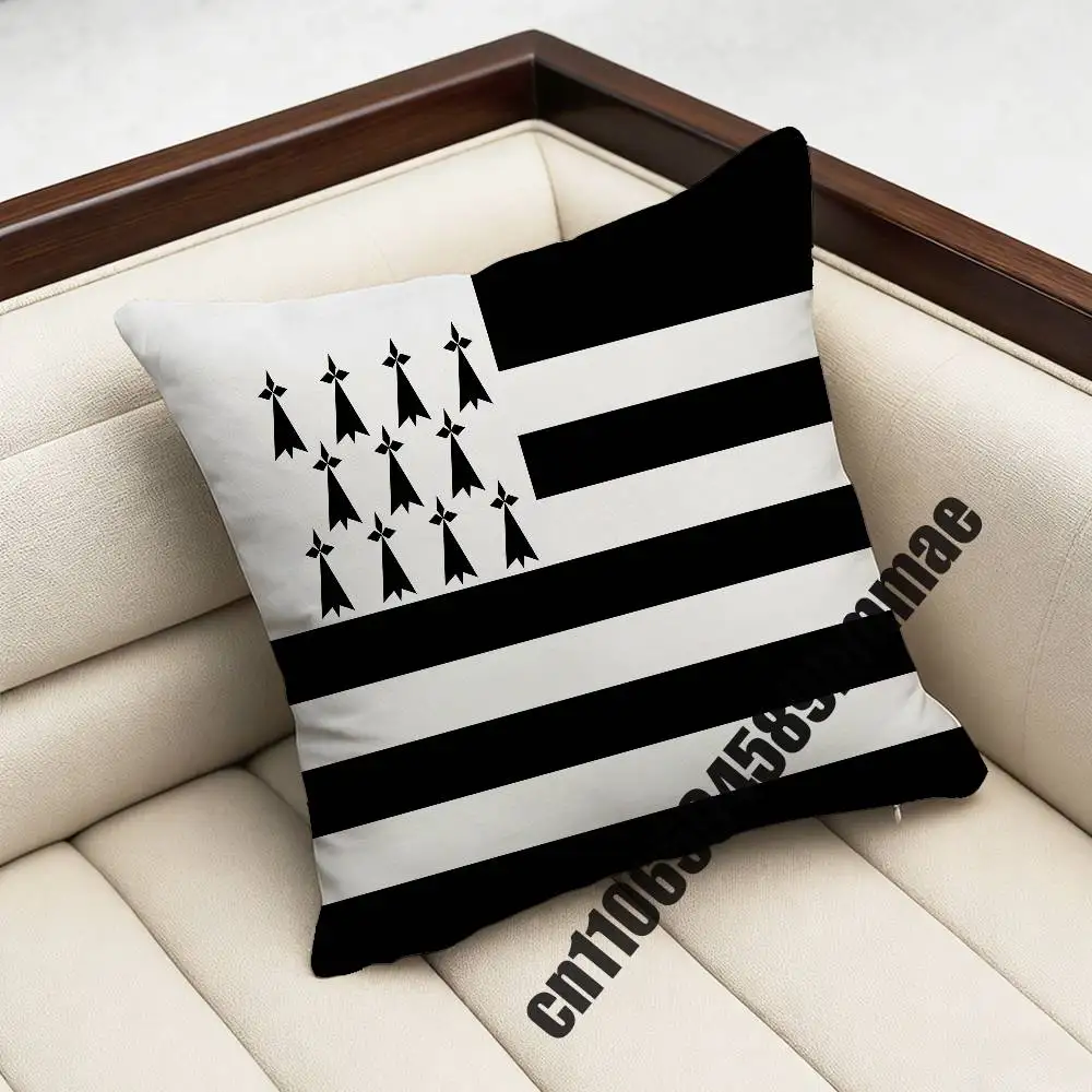 For Brittany France French Region Flag Throw Pillow Case Sham 45x45cm 35x35cm Square Bedroom Pillowcase Cushion Cover