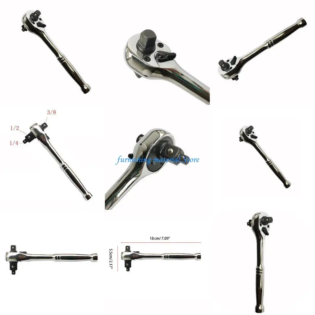 

Y5GD 1/4-Inch 3/8-Inch & 1/2-Inch Drive Ratchet Spanner Two-way Quick Release Wrench with 72 Teeth Manual Repair Tool Durable