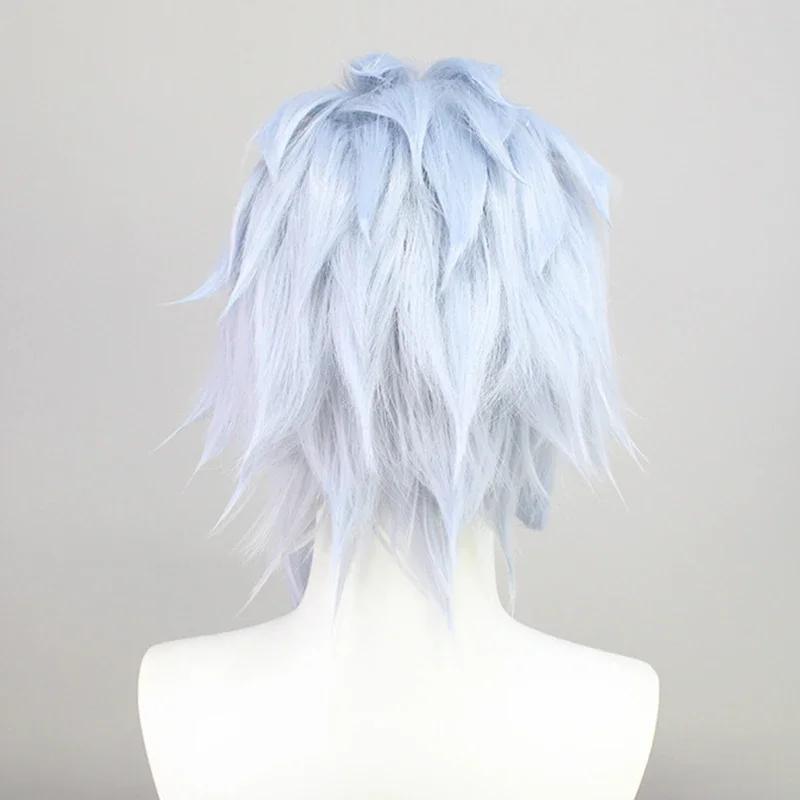 Game Genshin Impact II Dottore Cosplay Wig The Doctor Light Blue Hair Heat Resistant Synthetic Wigs Cap Halloween Dress Up Prop