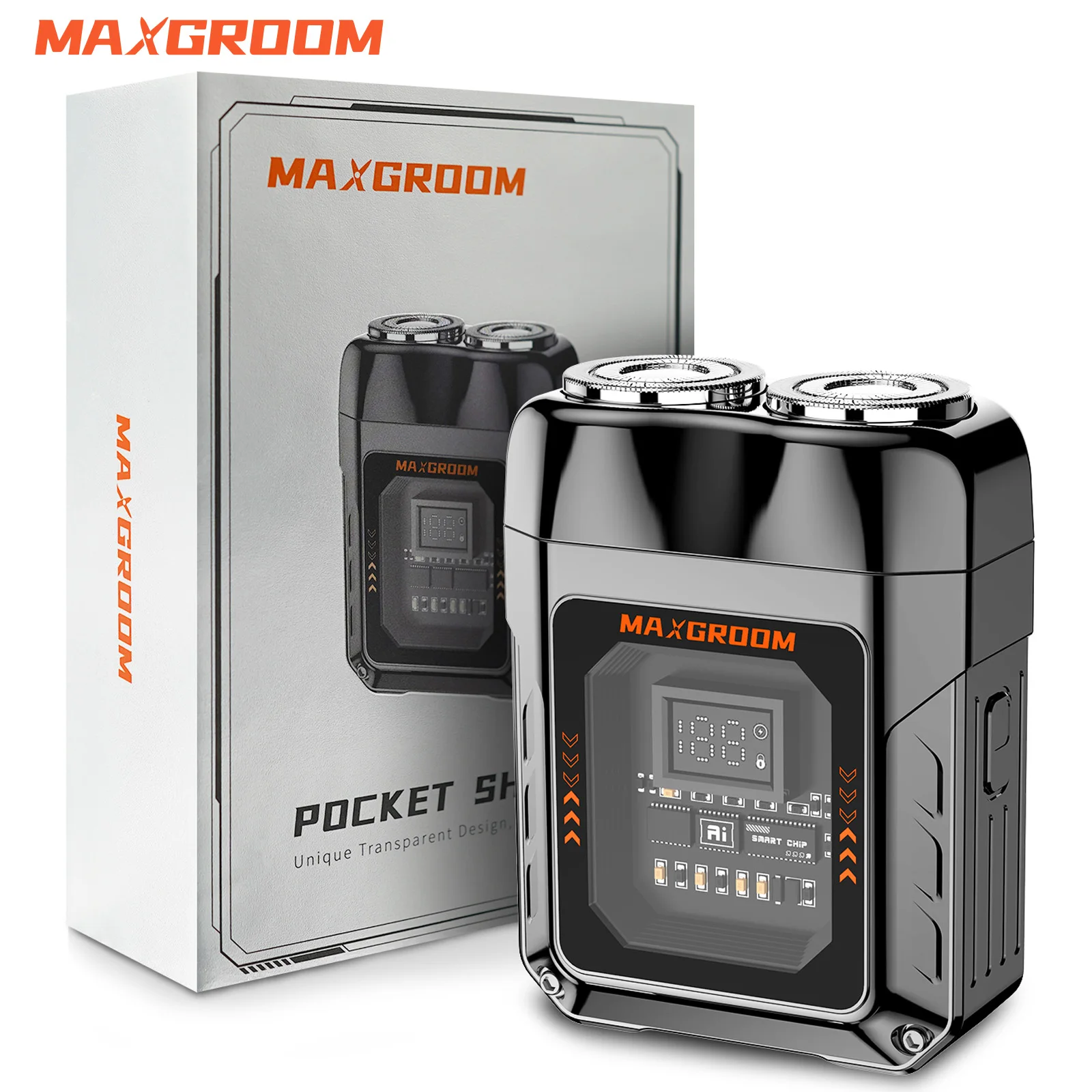 MAXGROOM Mini Shaver for Men Travel Portable Pocket Shaver LED Display IPX7 Waterproof Electric Rechargeable Shaver Gift for Men