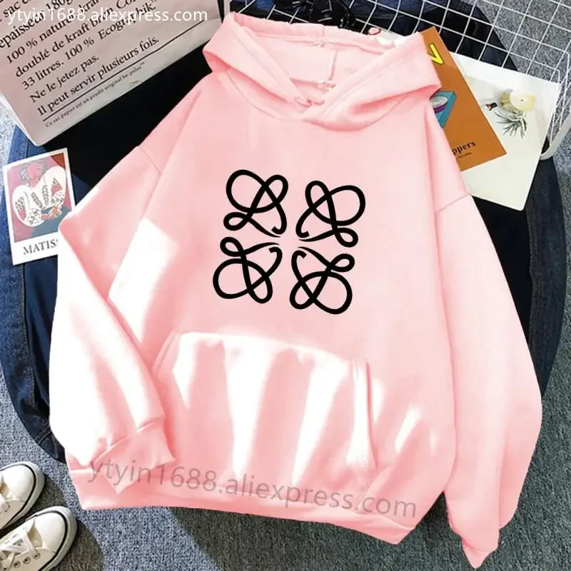 Hoodie feminino de manga com ombro drop, top solto, estampa gráfica, tamanho grande, confortável, roupas de inverno, nova moda, 2024