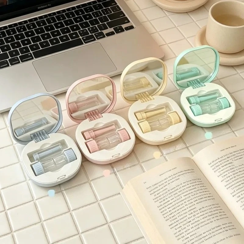 RGP Contact Lens Case With Built In Mirror Lens Storage Container Travel Hard Contact Lenses Holder With Suction Stick