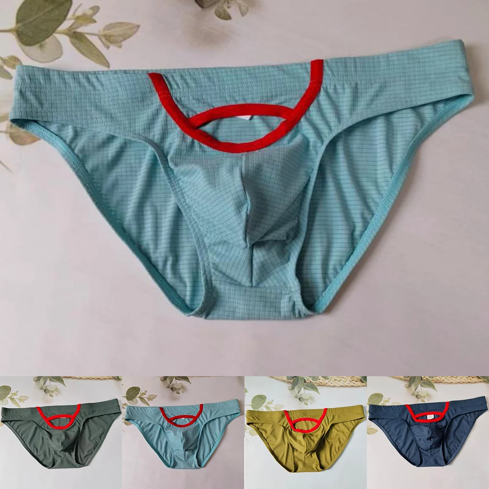 

Men's Plaid Hollow Briefs Soft Low Rise U Convex Underwear Athletic Sports Underpants Breathable Design for Daily Wear