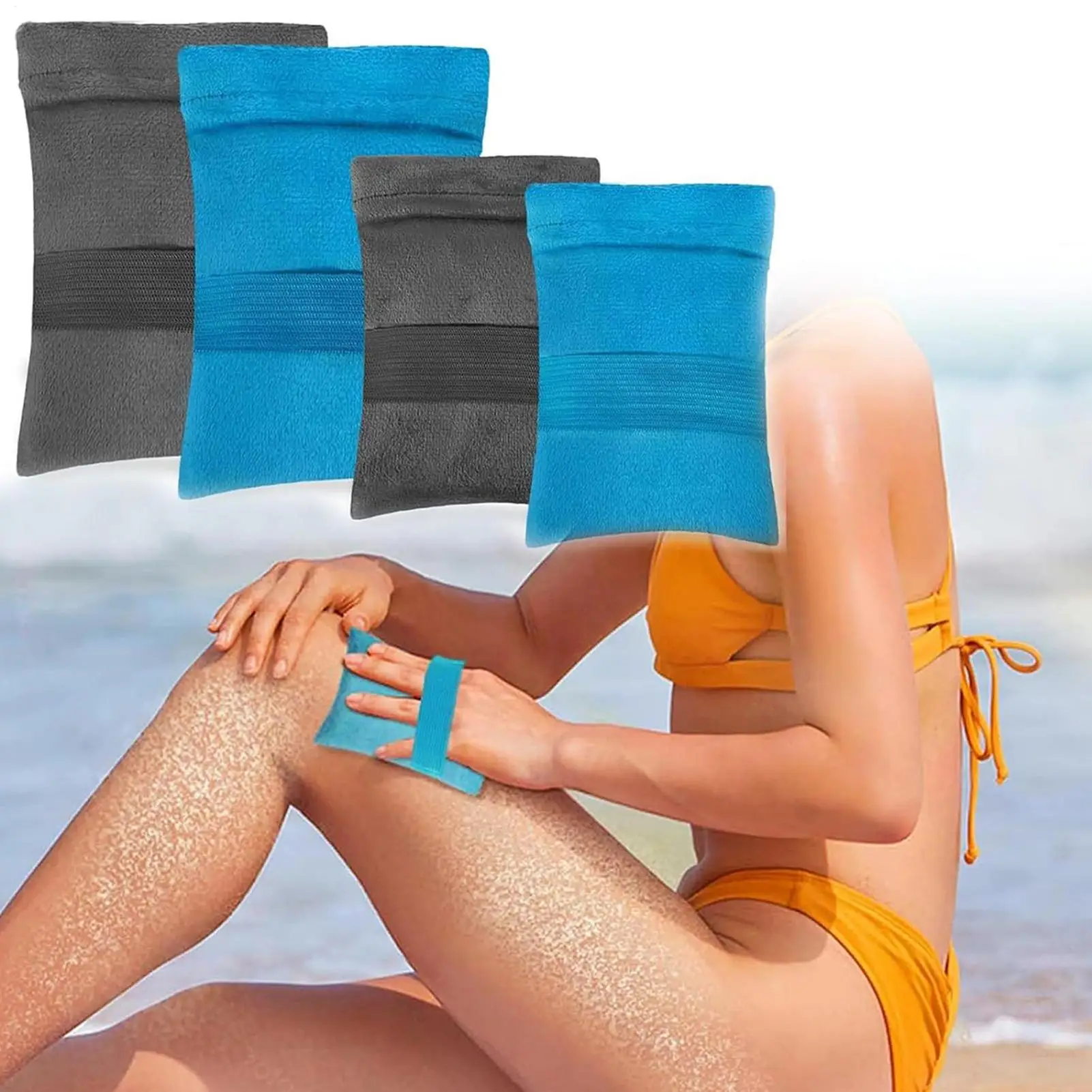 Rimozione della sabbia da spiaggia 4 pezzi Detergente per salviette per sabbia Detergente per salviette portatile morbido e delicato sulla pelle per adulti Bambini Viaggi in campeggio