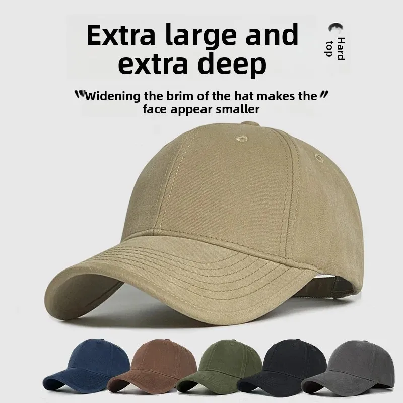 Unisex Autumn Winter Large Size Structured Cap Wide Brim Deep Crown Slim Face Baseball Hat