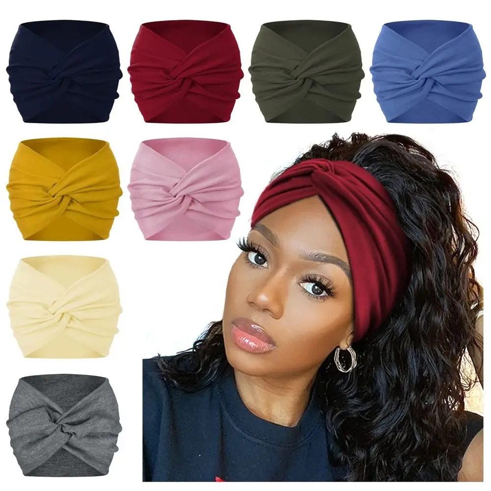 Fashion Thick Yoga Hair Bands Twisted Wide Headbands Workout Headband Head Wraps for Women Turban