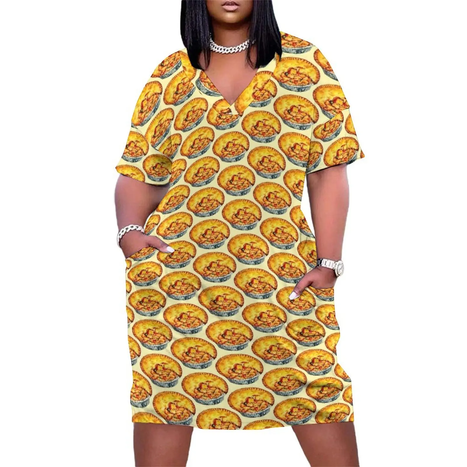 Chicken Pot Pie Pattern Loose Pocket Dress summer dress for women 2025 womans clothing Long veiled dresses luxury dresses