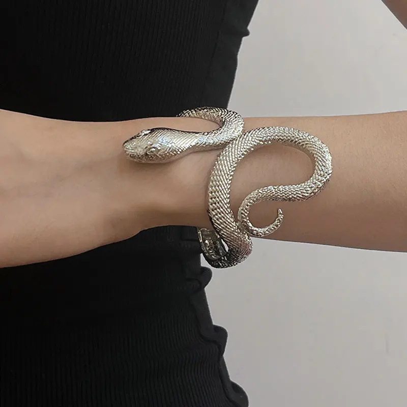 Minority Designer Retro Metal Snake-shaped Opening Self-discipline Bracelet Men's And Women's Exquisite Plain Ring Bracelets