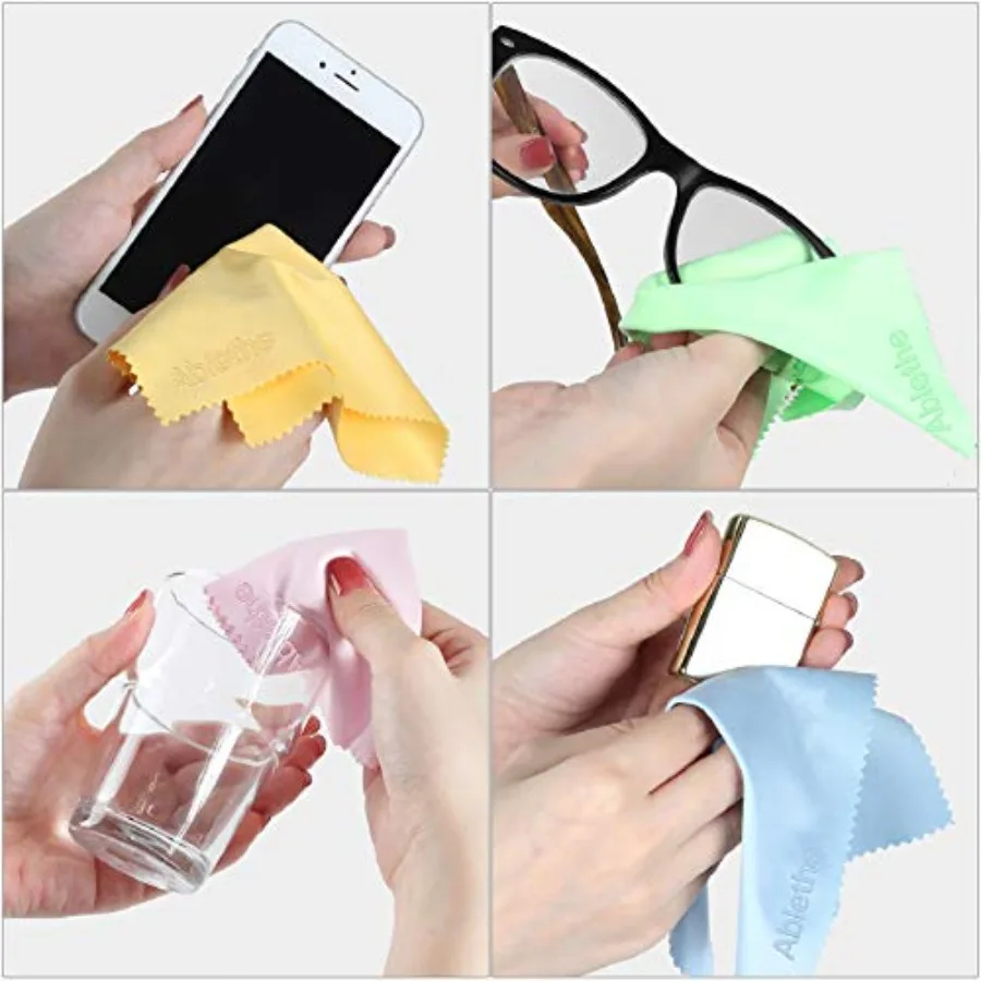 10 Pack Microfiber Cleaning Cloth for Glasses Large, Eye Glass Clean Cloths for Cleaning Lenses, Glasses, Screens, Cameras, Cel