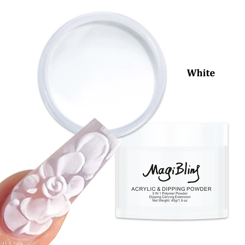 Polvo acrílico para extensión de uñas, suministros profesionales, decoración de manicura, 45g