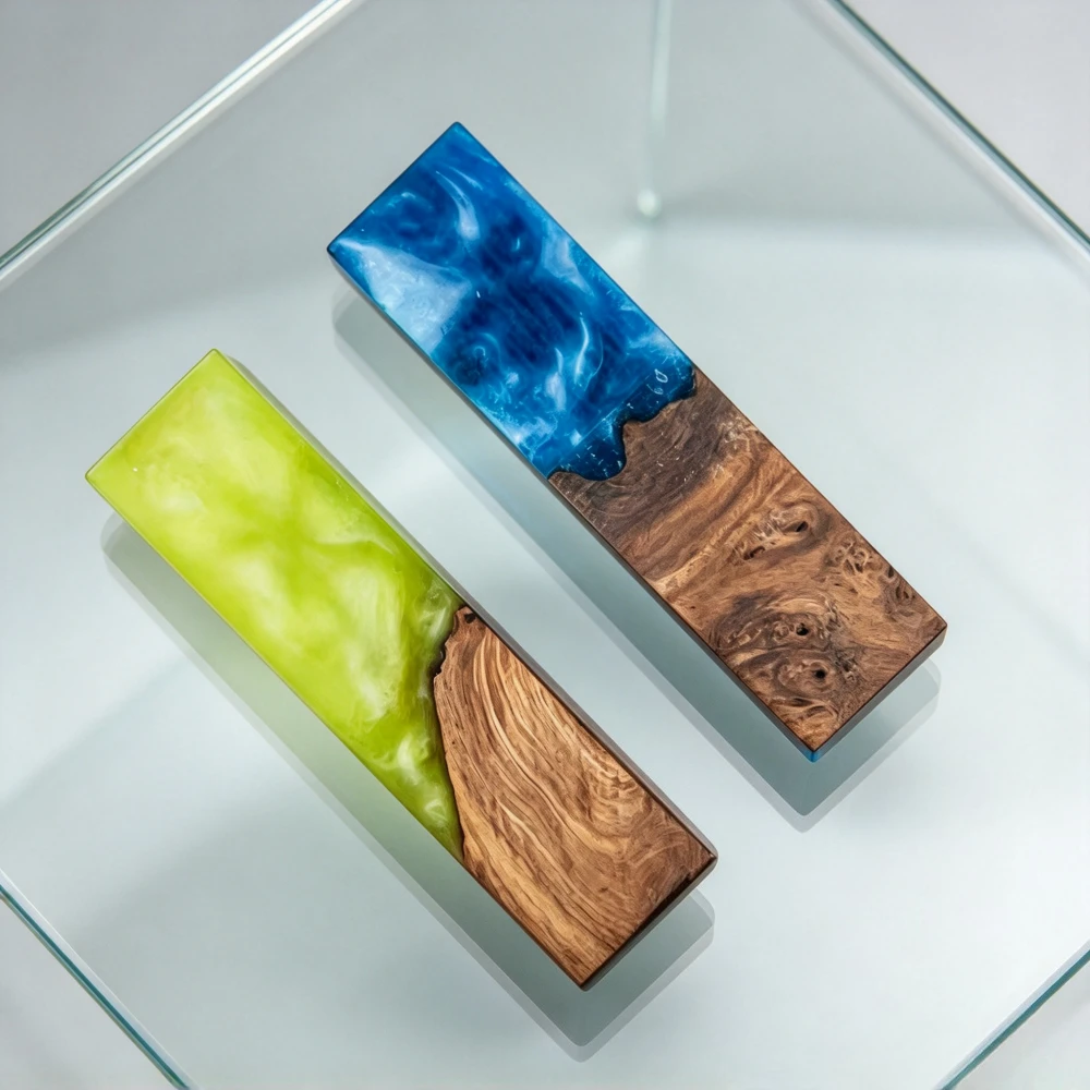 1PC Resin Mixed Materials with Tree Tumor Wood Handle Material 2 Models DIY Tool Reinforced Materials