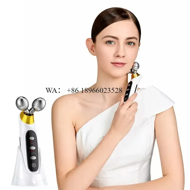 WMWMNU for KKS Portable Hand Held ABS EMS Microcurrent Face Lifting Massager with 180 Degrees Adjustable Rollers for Full