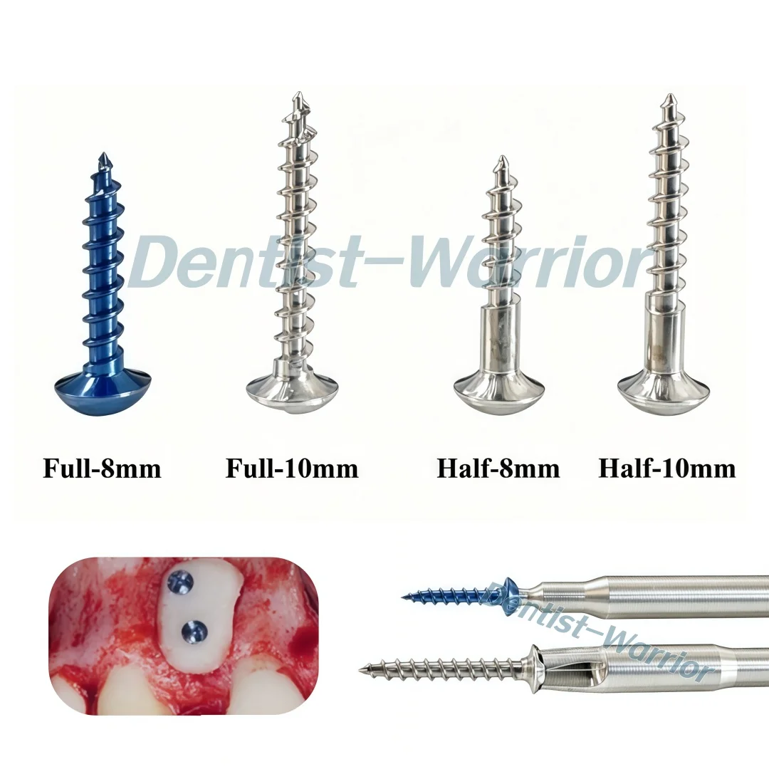 Dental Bone Fixation Screw Half/Full GBR Thread Membrane Screws Stabilize Slice Block Screw & Driver