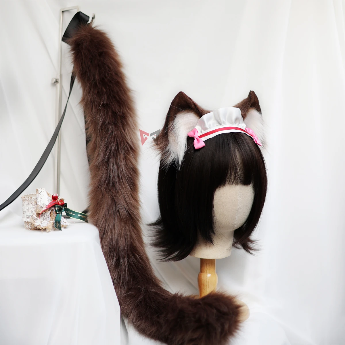 New NEKOPARA Chocola Vanilla Cosplay White Yellow Cat Neko Fox Ears Hair Hoop Headband Tail Hand Work Costume Accessories