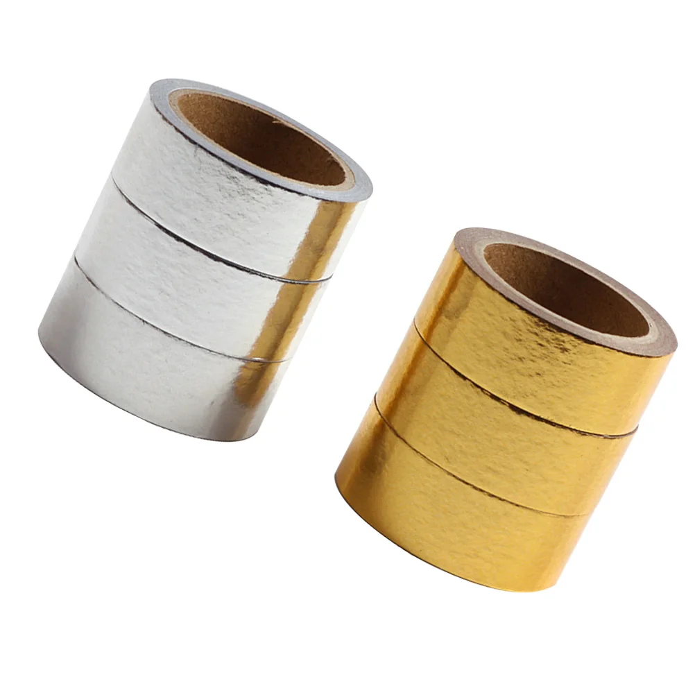 

10pcs Washi Paper Tape Set Stamping Decorative Craft Tapes For Diy Stationery Gift Wrapping Party Decoration Gold