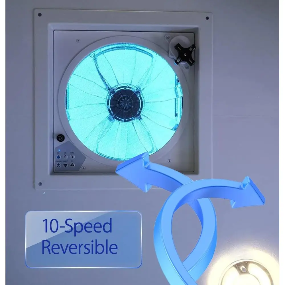 سقف مروحة تنفيس RV 12 فولت، جهاز تحكم عن بعد 14 × 14 بوصة، 10 سرعات #3