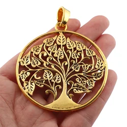 3 x Antique Golden Color Large Life Tree Round Charms Pendants For DIY Necklace Jewelry Making Accessories