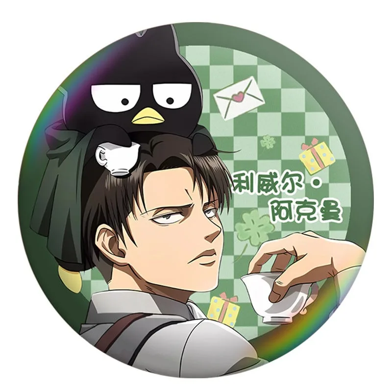 Attack on Titan Eren Jaeger anime two-dimensional badge blind box creative personality brooch double flash bar surprise gift box - view 2