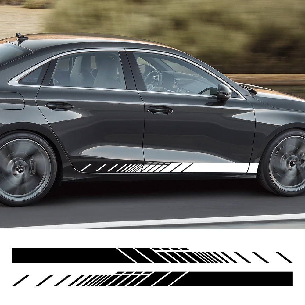

2PCS Car Creative Side Stripes Side Body Decal For Audi A3 8V 8P 8Y 8L Sedan TFSI Sportback S3 RS3 Limousine TDI Car Accessories
