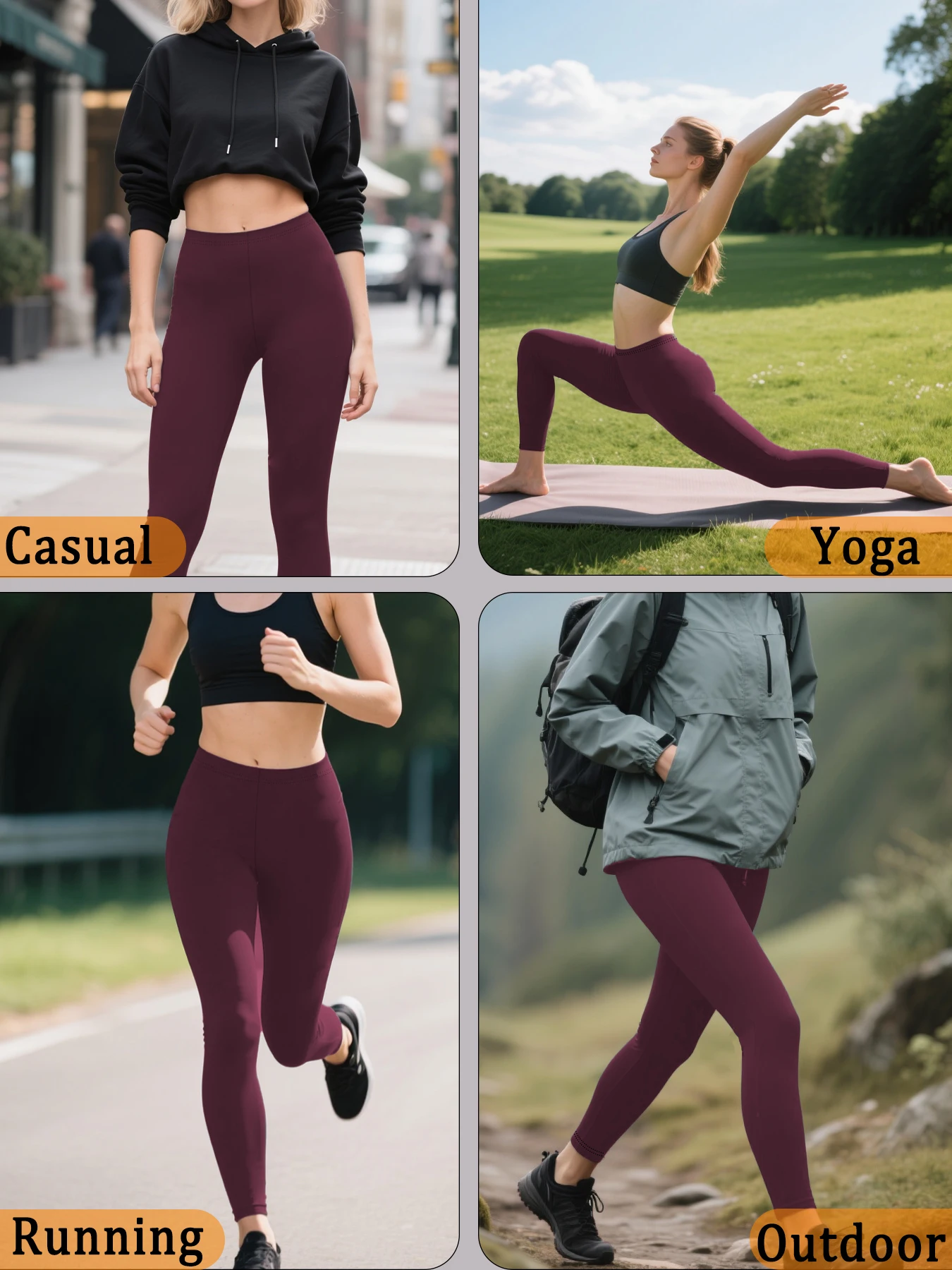 เลกกิ้งผู้หญิงเนื้อนุ่มพิเศษ ยืดหยุ่นสูง ไม่บาง มองไม่เห็นผ่าน เหมาะสำหรับออกกำลังกาย โยคะ วิ่ง และเล่นกีฬา