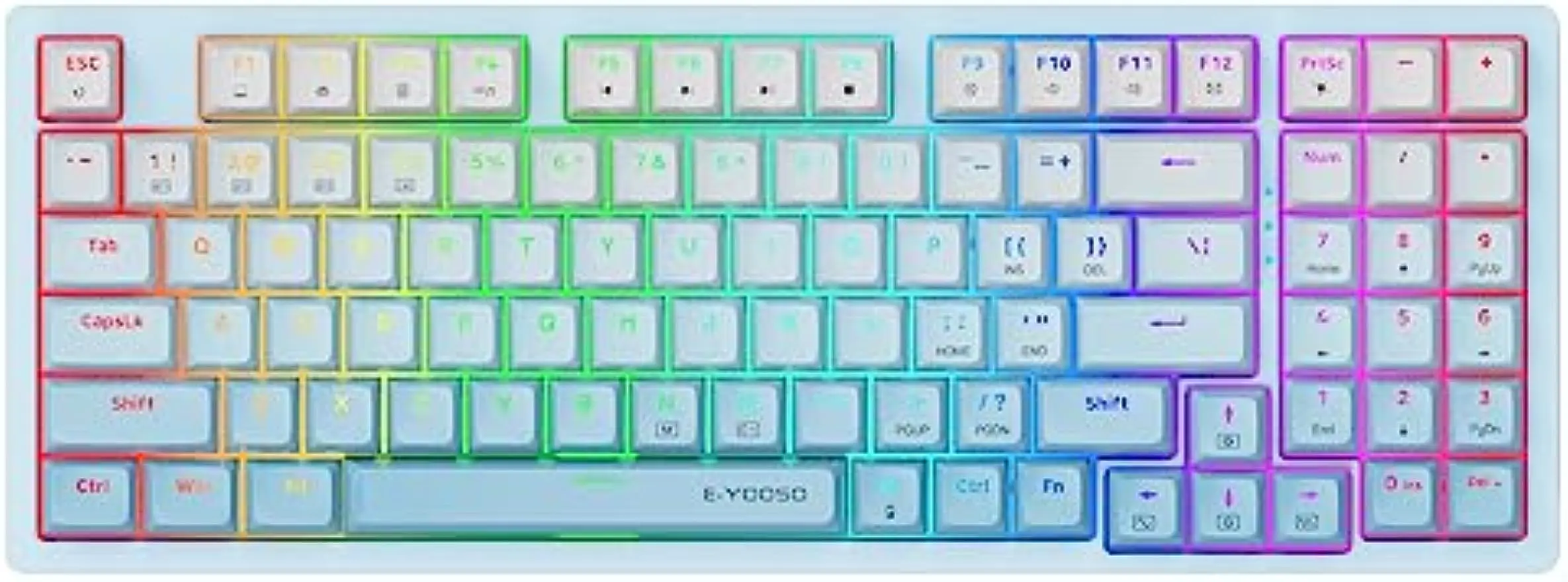 

Quiet Wireless Mechanical Keyboard Bluetooth/2.4G/Wired with RGB Swappable White Switch Number Pad Compact 94 Keys for PC/Mac