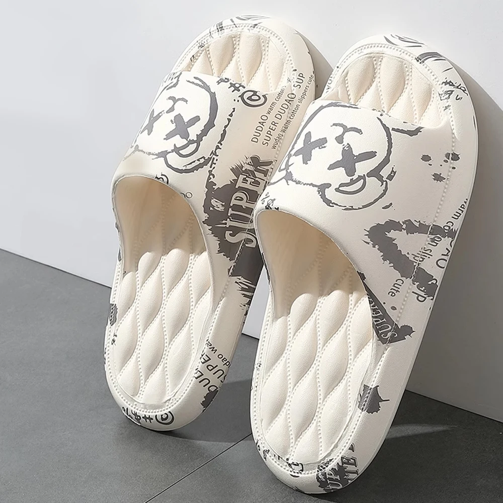 BASATU Fashion Summer Cartoon Home Shoes Non-slip Soft Slides Lithe Comfort Sandals Men Women Couple Slippers Trendy Slippers