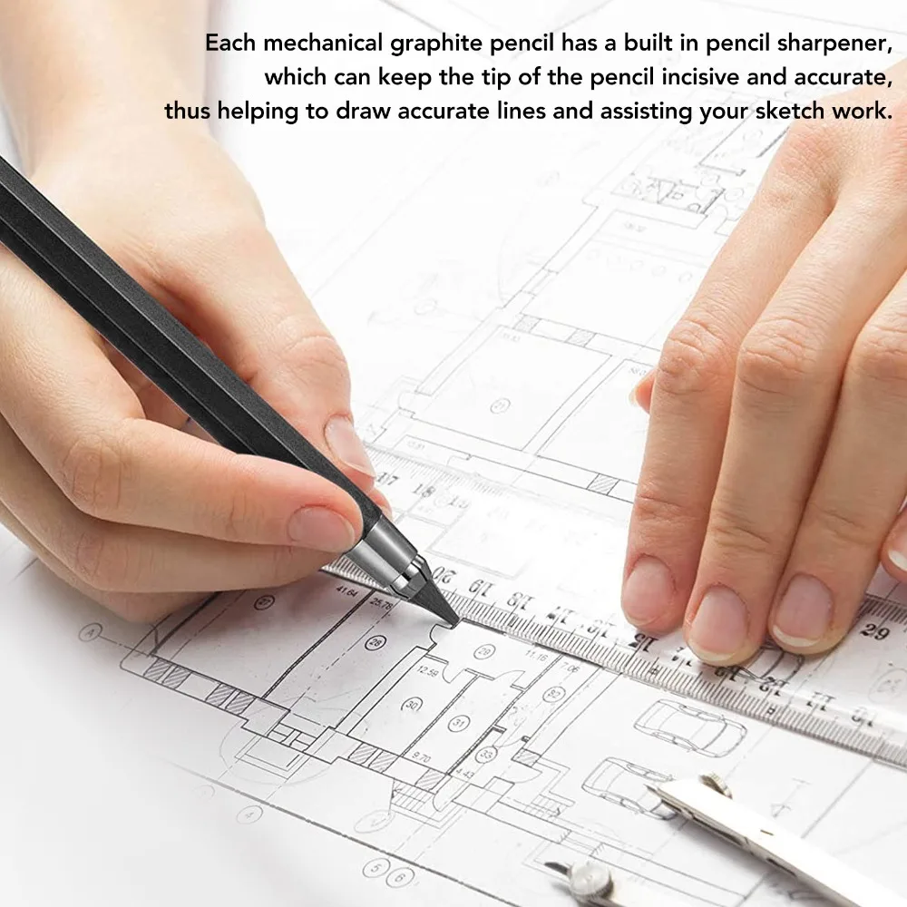 

3pcs Built-in Sharpener Mechanical Carpenter Pencil Retractable Black Color 5.6mm Lead Holder Automatic Clutch Pencil