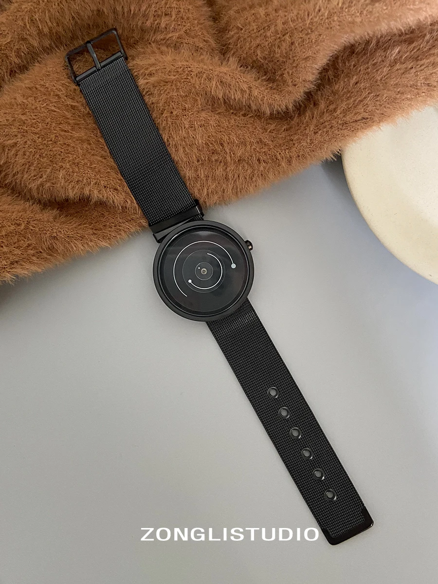 Elegant Women'S Wristwatch, Creatively Designed Without Hands, A New Stylish And Minimalist Student Watch, An Unusual Timepiece.