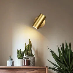 Modern Art Exhibition Small Spot Wall Lamp Cylinder Metal Body Rotatable Hotel Bedside Sconce Light Bedroom Decor Reading Lustre