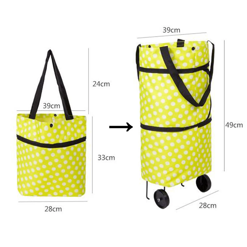 2022 Folding Shopping Pull Cart Trolley Bag With Wheels Foldable Shopping Bag Reusable Grocery Bag Food Organizer Vegetables Bag