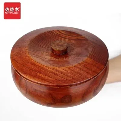 Japan Style Zaka Wooden Bowl with Cover Tableware Big Size for Rice Soup Fine Dinnerware Suit Eco-friendly