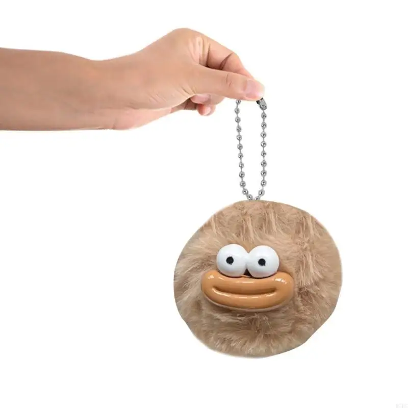 97BC Sausage Mouth Pompoms Keychain Creative Eye Catching Pendant for Backpacks Perfect Gift for Christmas and Birthdays