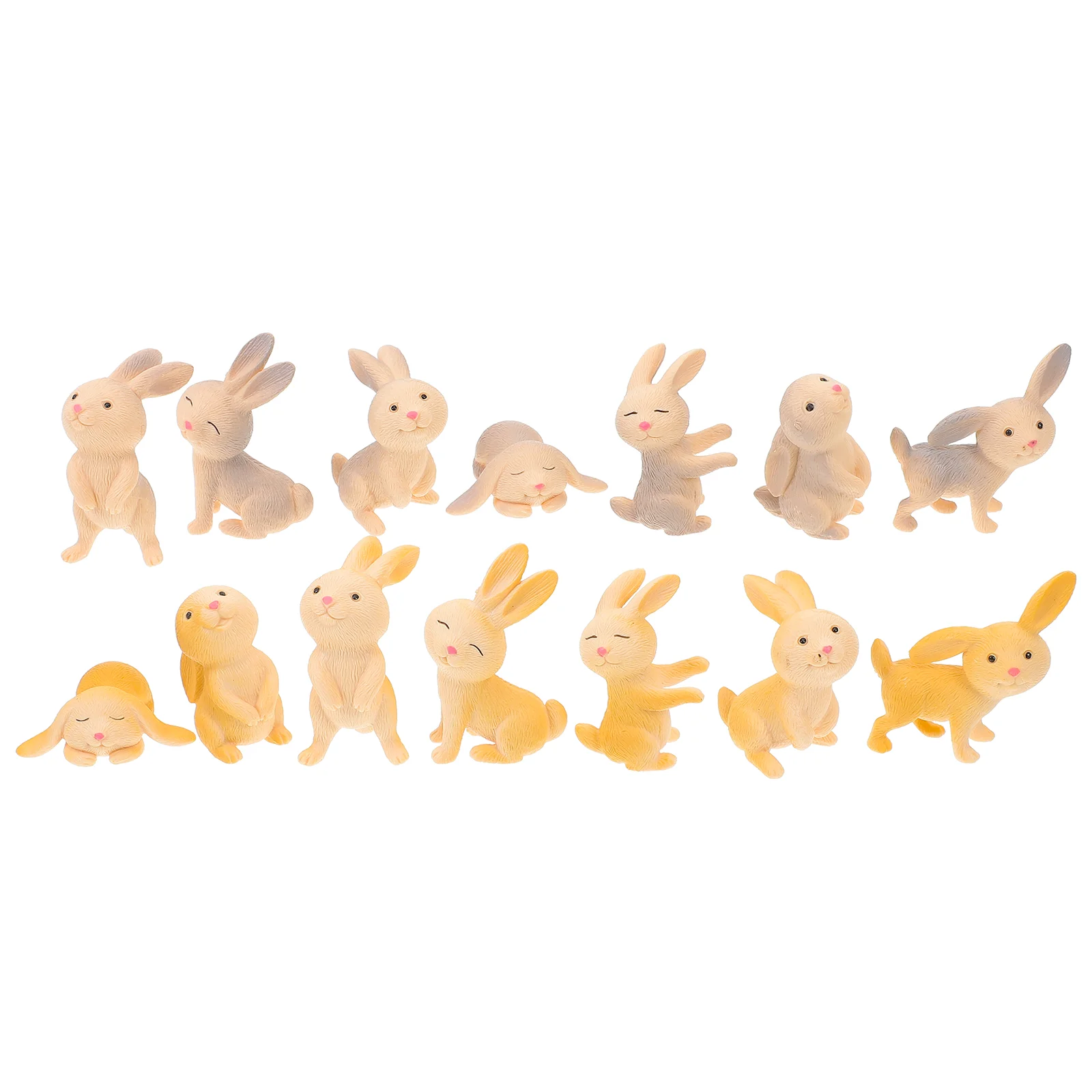 14 Pcs Decor Landscaping Ornaments Mini Rabbit Statue Photo Garden Decoration Tabletop