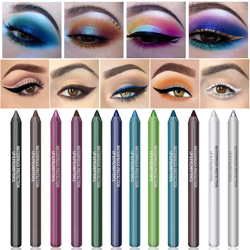Lápiz de sombra de ojos delineador de ojos 14 colores resaltador monocromático delineador de ojos multifuncional brillo de perlas lápiz de Gel lápiz de maquillaje de ojos