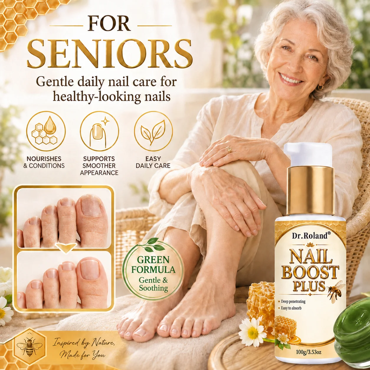 Nail Repair Care Cream for Dry Brittle Rough Nails Honey Propolis Vitamin E Moisturizing Strengthening Fingernail Toenail Care