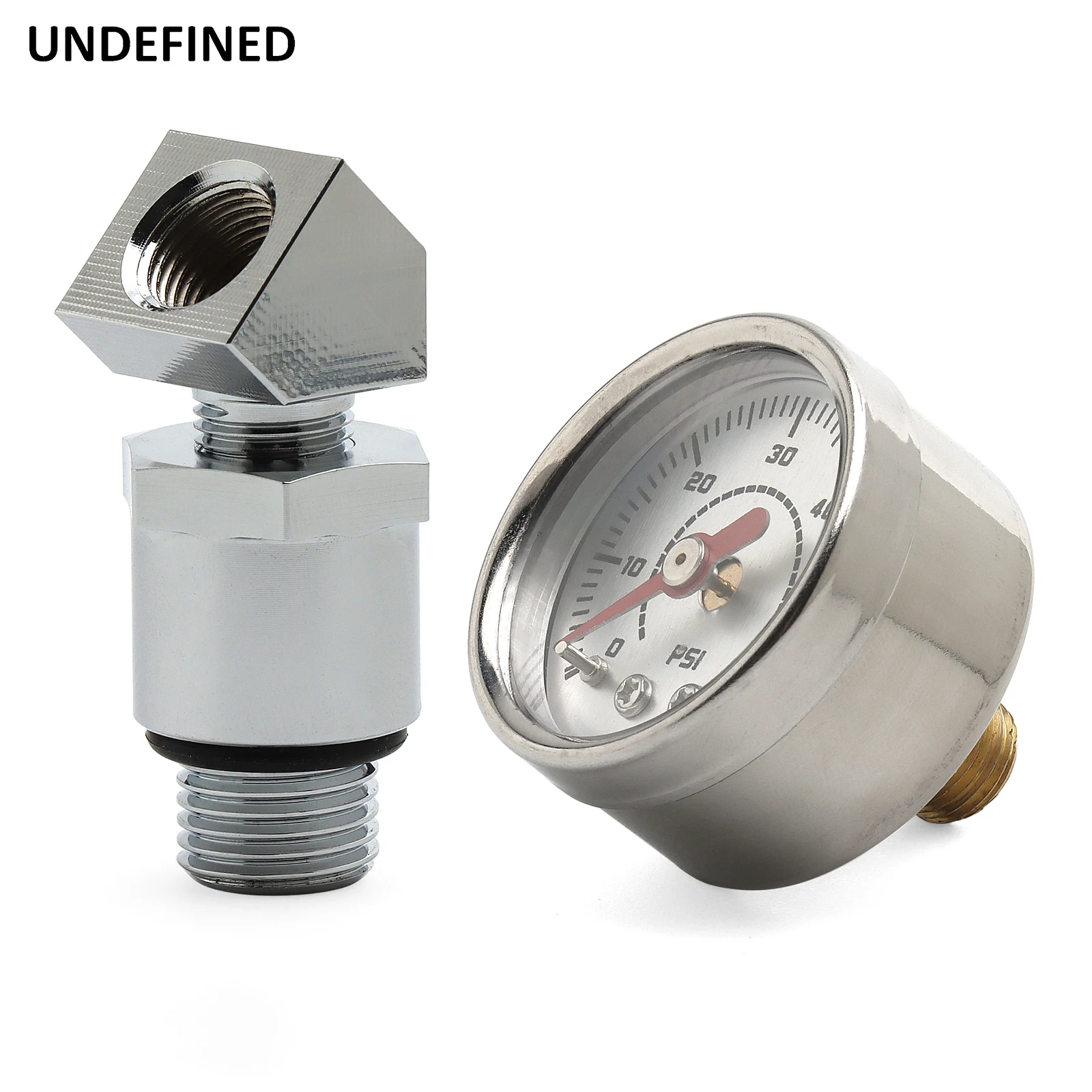 Universal 1/8 NPT Fuel Pressure Gauge 0-60 PSI and Adaptor Kit for Harley Big Twins Shovelhead EVO 1970 - 1999 Chopper Custom