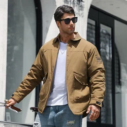 XL-8XL cotton jacket men's cotton jacket casual loose windproof waterproof lapel loose clip cotton warm thick coat