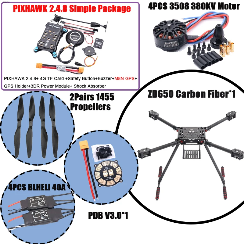 Rama quadcoptera z włókna węglowego SkyEye ZD550 550mm/ZD650 650mm FPV z podwoziem z włókna węglowego F550