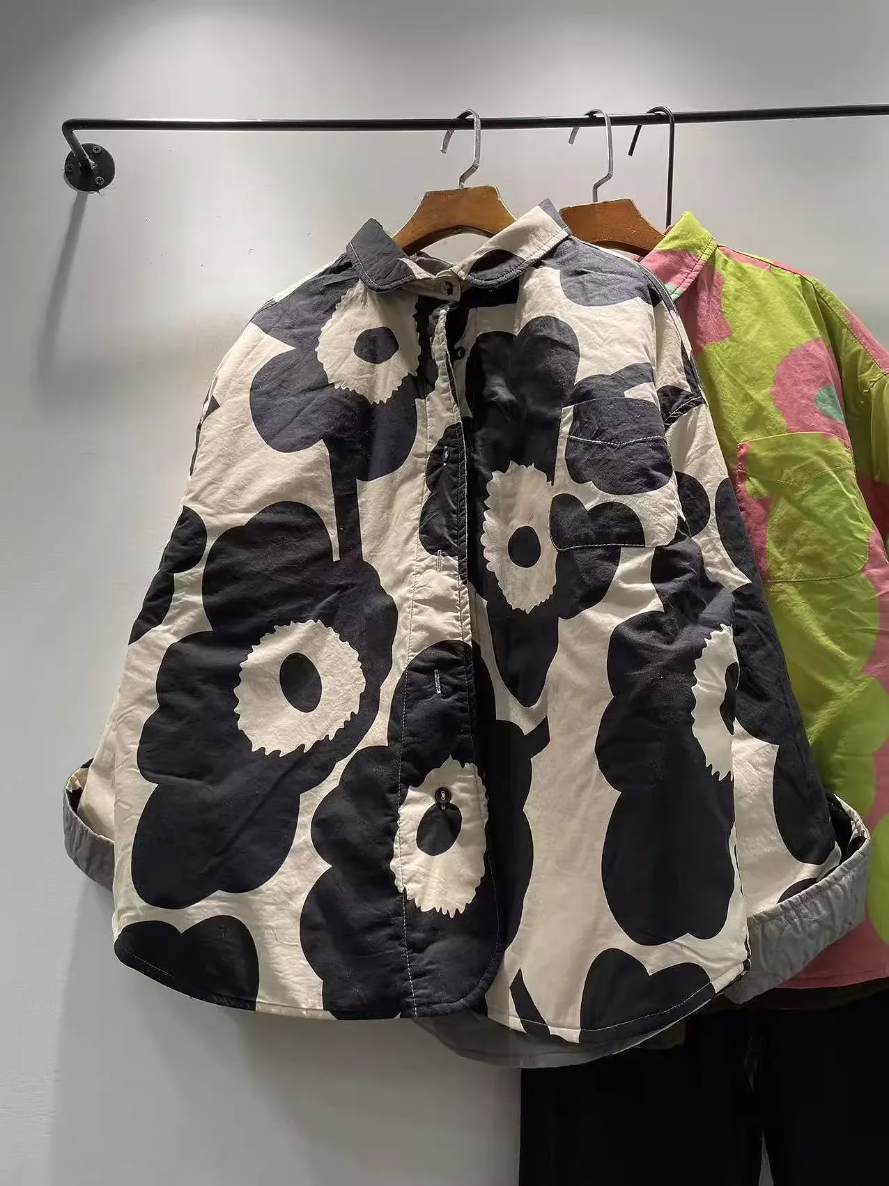 Busto 122 cm Taglie forti Abbigliamento donna Camicie imbottite in cotone 100% Giacca per donna Giacca imbottita calda floreale invernale Capispalla