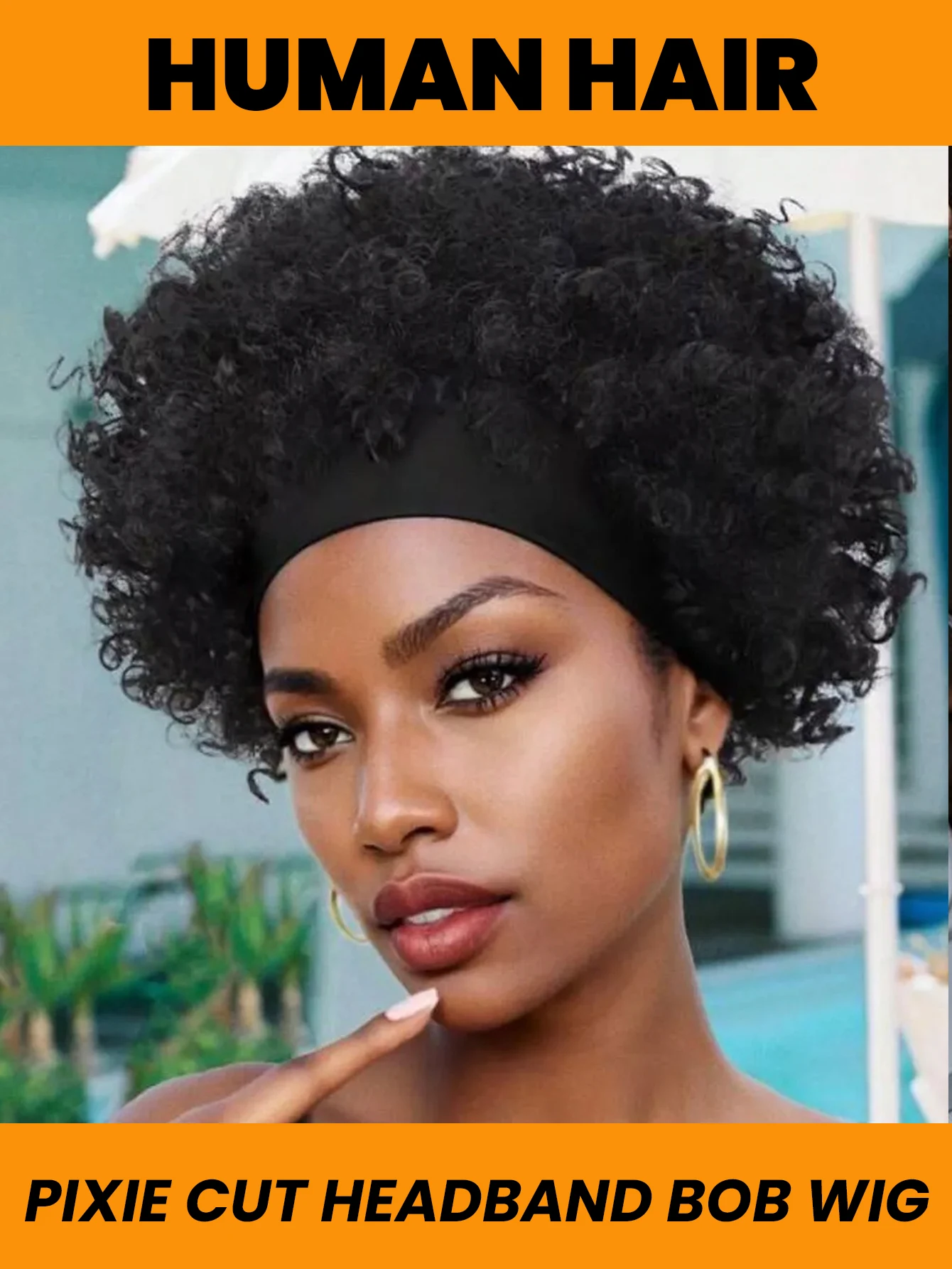 Chic Short Curly Pixie Cut Headband Wig 1B Natural Black Water Wave Human Hair Easy Wear Beginner Friendly for Women Daily Use