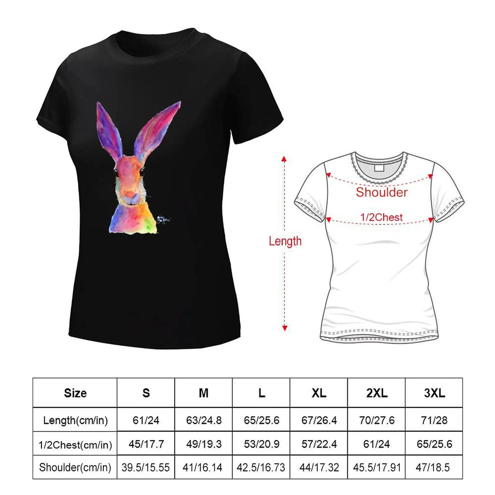 HARE RaBBiT PRiNTS 'JELLY BEAN' BY SHIRLEY MACARTHUR T-Shirt kawaii clothes t-shirts for Women graphic tees