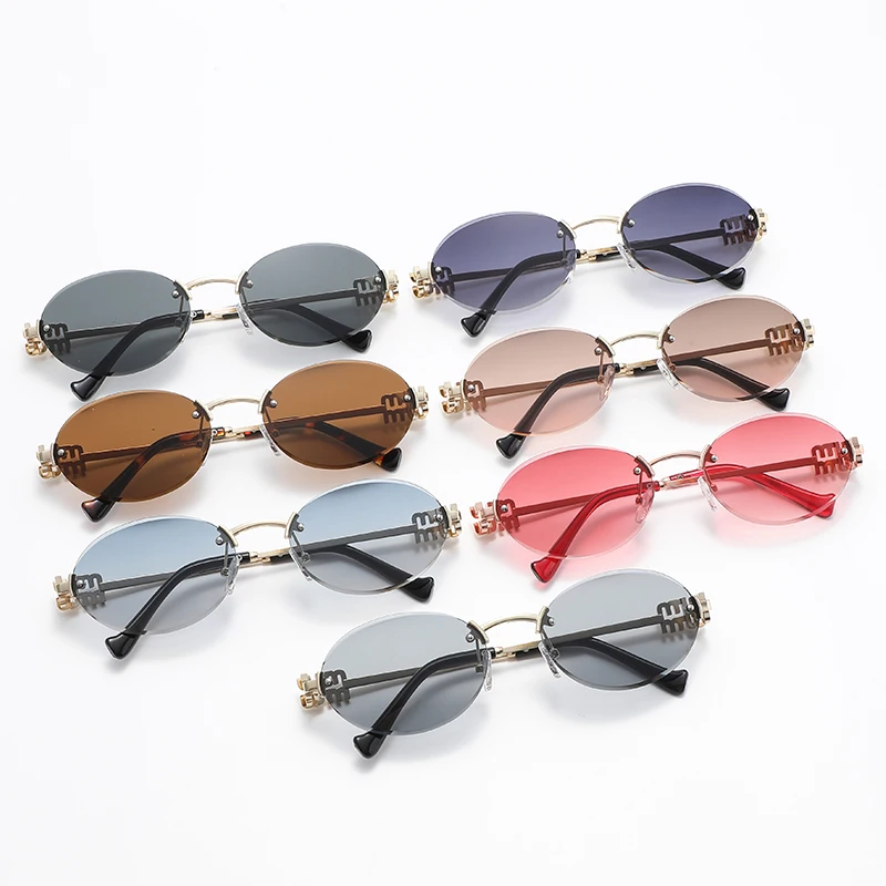 Fashion Men And Women Sun Shading Oval Sunglasses For Summer Travel Uv400 Frameless Sunglasses Round Fashion image 3