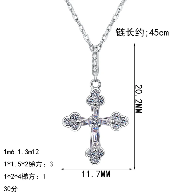 

AZF1423- X Lefei Fashion Luxury Trendy Classic Fresh Moissanite Design Cross Necklace For Women s925 Silver Party Charms Jewelry