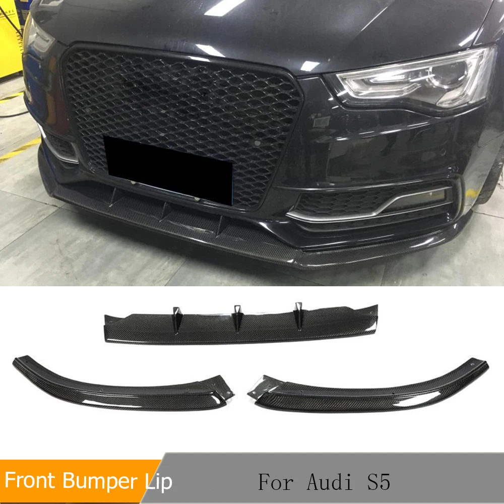 Carbon Fiber Front Lip Spoiler Bumper Splitters for Audi S5 8T A5 Sline Hatchback Sedan Coupe 2012-2016 Guard Protector 3 PCS