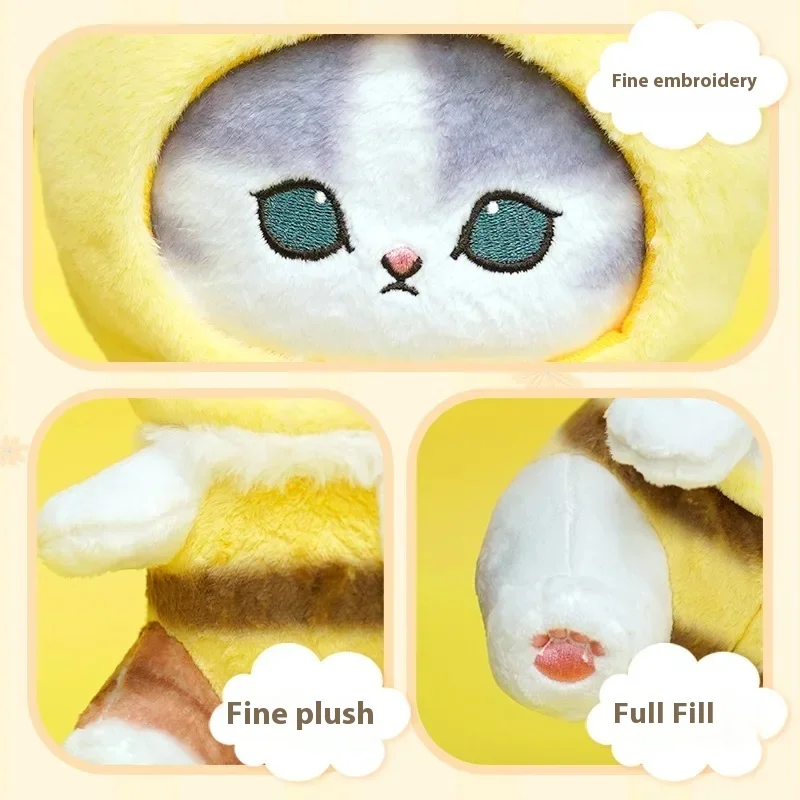 Original Mofusand Cat & Bee Cute Shark Cats Plushies Cos 20cm 8inch Bee Series Kawaii Soft Stuffed Plush Toy Gift For Kids