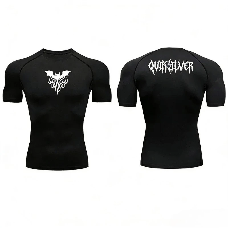 

Мужская повседневная футболка с коротким рукавом, эластичная, облегающая, спортивная, для фитнеса, модная, быстросохнущая, в стиле Харадзюку, влагоотводящая.