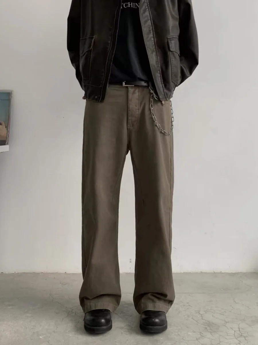 

Cleanfit Vintage Waed Straight Leg Jeans ex Casual Pants Loose Fit Zipper Waist Long Trousers for Men And Women